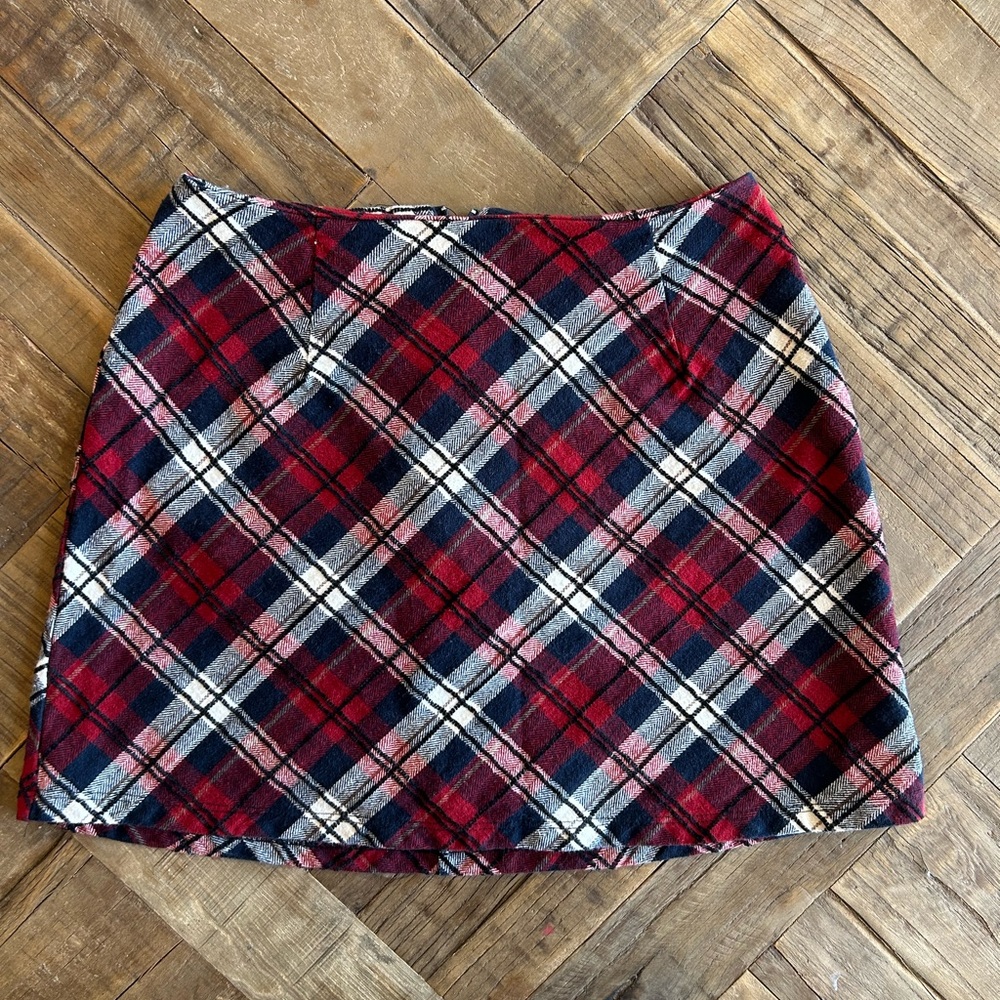 Altar’d State Red and Black Plaid Mini Skirt Size S